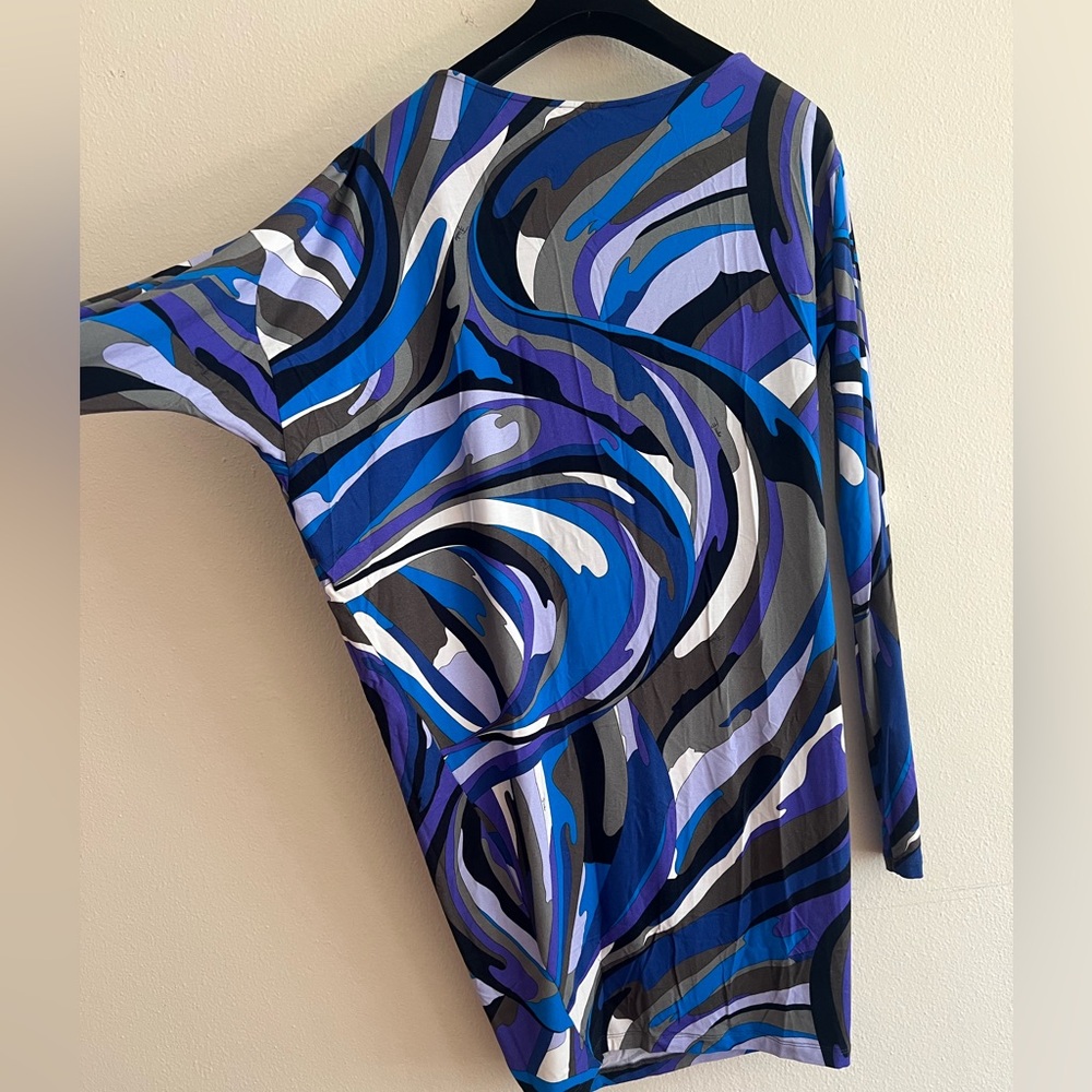 NWT Emilio Pucci Blue and Purple Swirl Dress Italy Size 40 USA 6 Multi Color - Picture 6 of 12